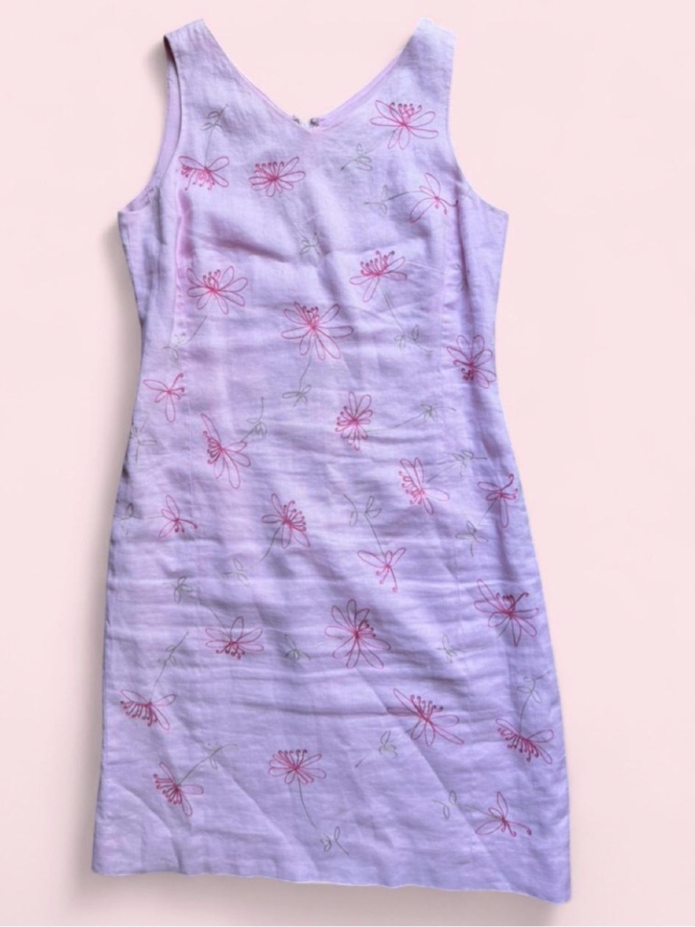 Vintage Y2K Ann Taylor Loft pink floral dress flower embroidery women’s size 2P